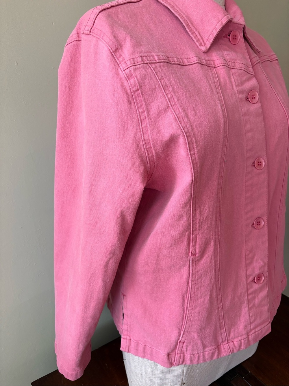 French dressing Pink Women's Jean Jacket Cotton spandex French Dressing 12P - Picture 2 of 9